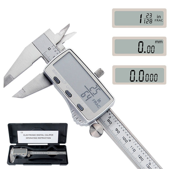 DANIU Digital Caliper 0-150mm Metric/Inch/Fraction Electronic Vernier Calipers Stainless Steel Micrometer