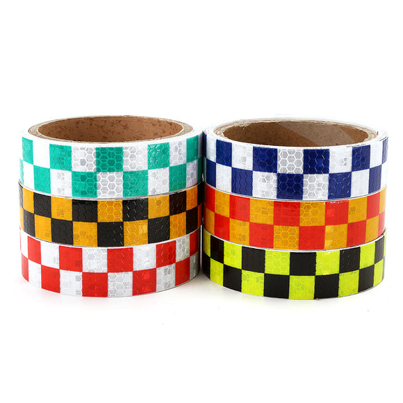 25mm*3m Warning Caution Reflective Sticker Dual Color Chequer Roll Signal