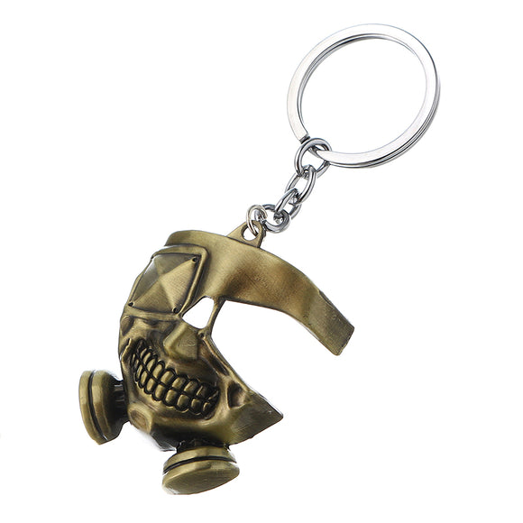 Cool Tokyo Ghoul Metal Mask Keychain Japanese Anime Pendant Key Ring Halloween