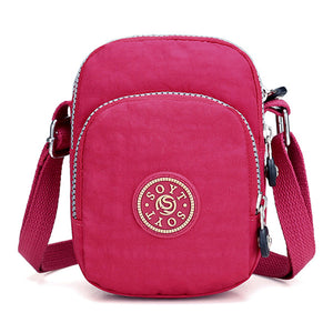 Women Lady Nylon Water Resistant Crossbody Shoulder Bag Cell Phone Bag Purse Fit iphone 7/Plus