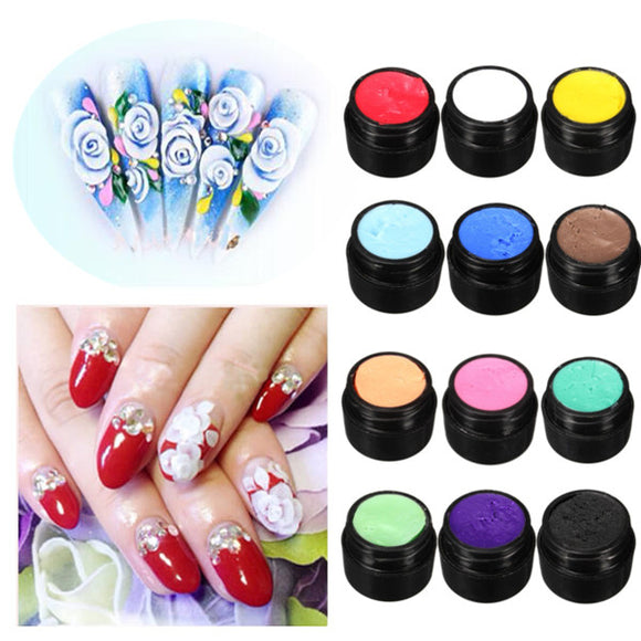 3D UV Manicure Gel Sculpture Design Nail Art Tip Glue Creative Decoration 12 Colors