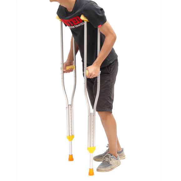 1 Pair Adjustable Aluminum Elder Walking Cane Damping Disable People Stick Armpit Crutch