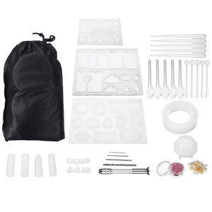83Pcs DIY Silicone Molds Making Jewelry Pendant Resin Casting Mould Tool W/ Bag