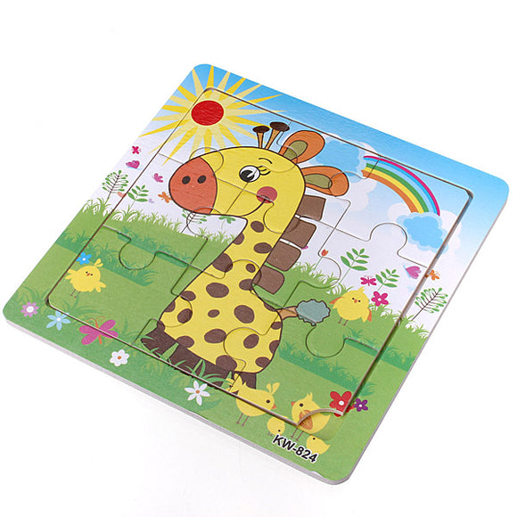 9Pcs DIY Wooden Giraffe Puzzle Jigsaw Baby Kids Training Toy