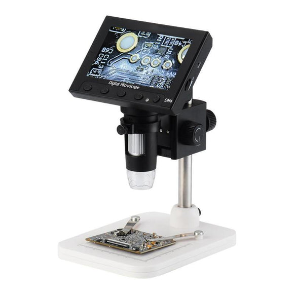 DM4 1000x 2.0MP USB Digital Electronic Microscope 4.3LCD Display VGA Microscope with 8LED and Stent