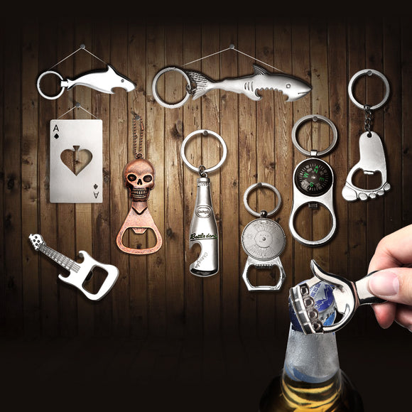 KCASA KC-SCO2 Multi-shape Creative Stainless Steel Beer Bottle Opener Portable Mini Key Chain Ring