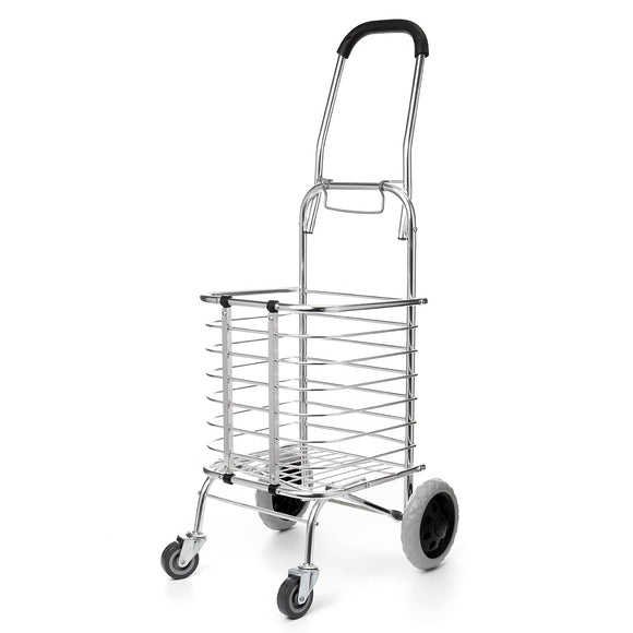 Folding Portable Shopping Basket Cart Trolley Trailer Four Wheels Aluminum Alloy Storage Baskets
