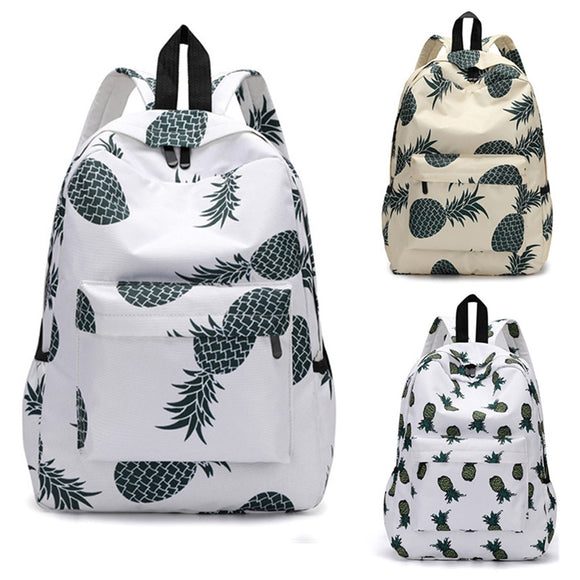 13L Outdoor Canvas Backpack Pineapple Pattern Travel School Shoulder Bag