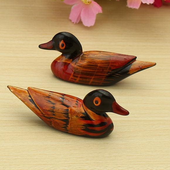 2PCS Wood Simulate Mandarin Duck Animal Small Ornament Garden Home Decoration