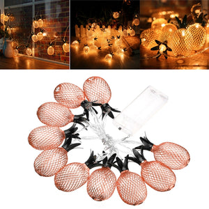 Battery Powered Metal Pineapple Shaped Warm White Indoor LED Fairy String Light for Christmas patio