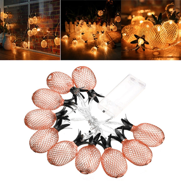 Battery Powered Metal Pineapple Shaped Warm White Indoor LED Fairy String Light for Christmas patio