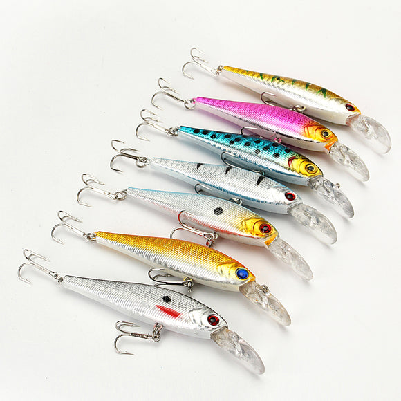 ZANLURE 7Pcs/Set 10cm 9.4g Dive Minnow Fishing Lure Bass Crank Bait Rattle Lure Tackle