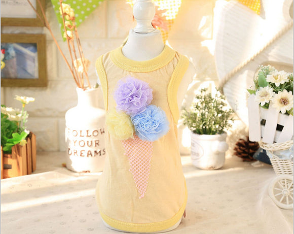 Flower Ice Cream Dog Vest T-Shirts Pet Products Summer Clothes For Dog Pet Dog Clothing Skirts