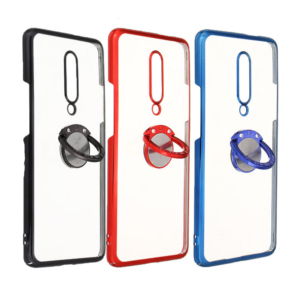 Bakeey Shockproof Plating Bumper With Ring Holder Hard PC Protective Case for OnePlus 7 Pro