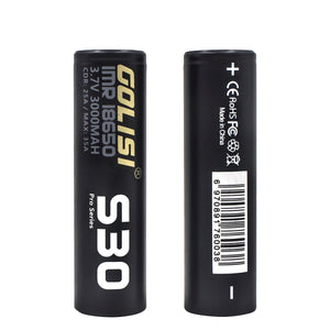 2Pcs GOLISI S30 18650 3000mAh 25A High Drain IMR 18650 Powerful Rechargeable Battery