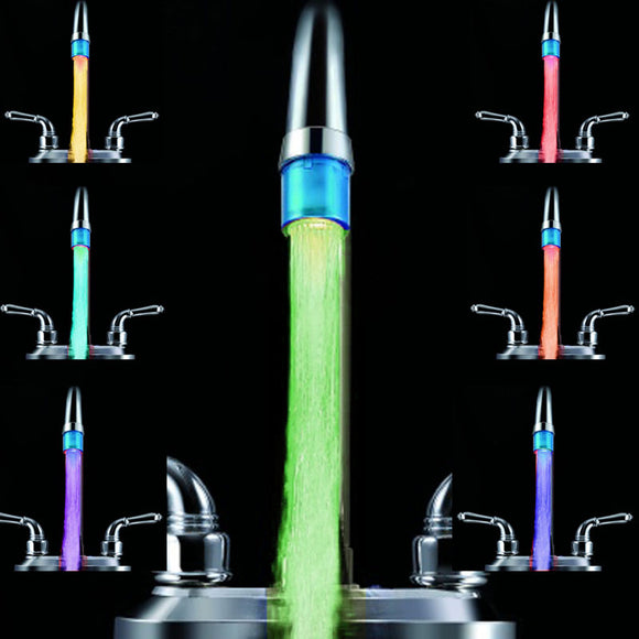 Water Flow Recognition 7 Colors Flashing LED Light Water Tap Faucet Light Shower Head