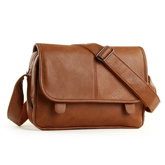 Men Retro Messenger Business Pu Leather Crossbody Bag Outdoor Casual Shoulder Bag