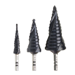 Drillpro 3-13/6-25/6-35mm HRC89 M35 Cobalt Step Drill Bit TiAlN Coated Step Drill 1/4 Inch Hex Shank