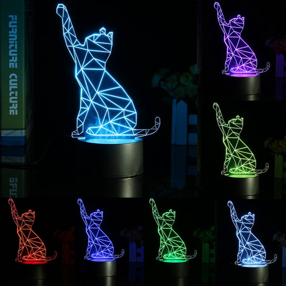 3D Artistic Cat Modern USB Night Light 7 Color Change Touch LED Desk Table Lamp