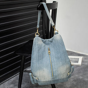 Women Denim Plain Solid Shoulder Bag Backpack