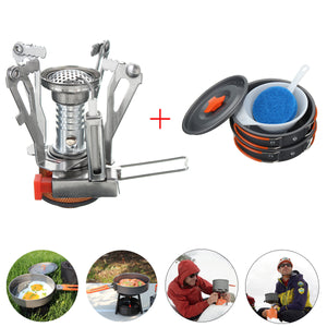 Camping Stove Pot Pan Kit Set for Outdoor Camping Backpacking Hiking Cooking Equipment