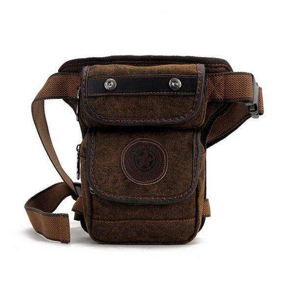 Vintage Canvas Sports Leg Bag Casual Outdoor Waist Bag Multi Pocket Solid Bag For Men