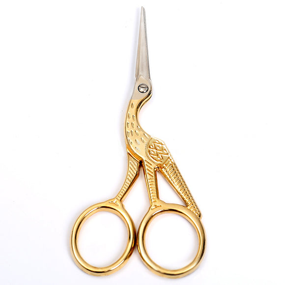 Eyebrow Scissor Gold Vintage Style Crane Shaped Embroidery Sewing