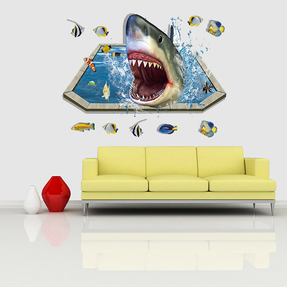 MIICO Creative 3D Sea Sharks Fish Removable Home Room Decorative Wall Floor Decor Sticker