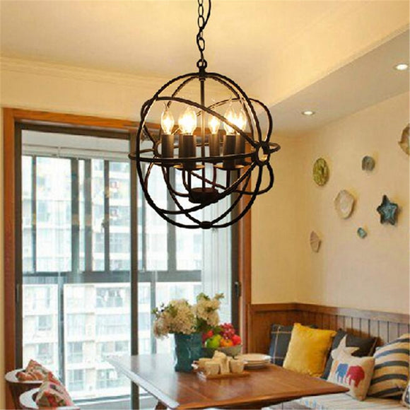 Industrial 6 Heads Iron Chandelier Pendant Light Hanging Ceiling Lamp Fixture Kitchen Room Decor