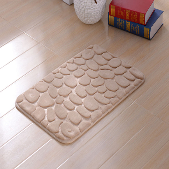 KCASA Colorful 3D Pebbles Bath Rug Natural Absorbent Rubber Bath Floor Mat Rebound