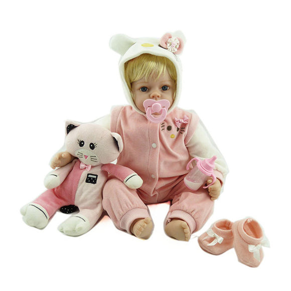 NPK Doll 22'' Cat Reborn Silicone Handmade Lifelike Baby Doll Realistic Newborn Toy
