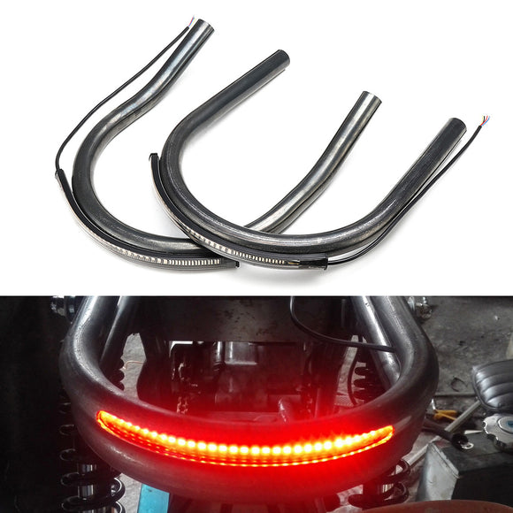 210mm Motorcycle Rear Seat Frame Hoop Loop with LED Brake Turn Tail Lights