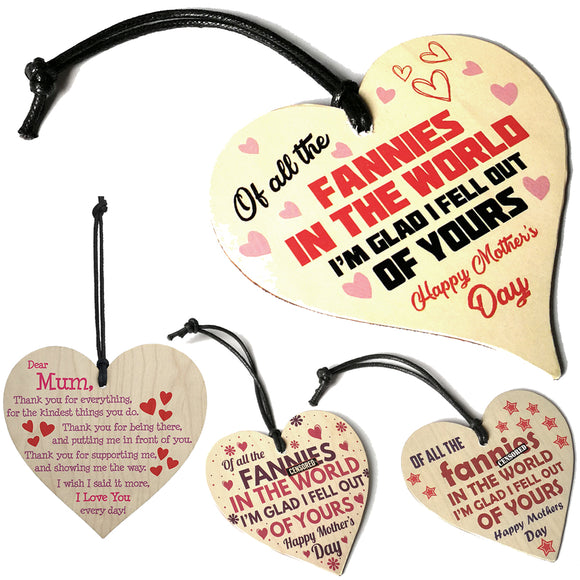 Wooden Heart Plaque Funny Rude Mothers Day Heart Gifts Novelty Daughter Son Decorations