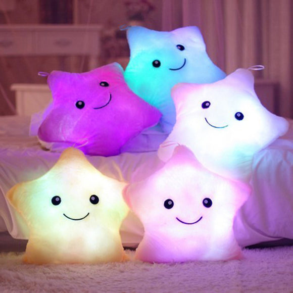Smile Star LED Flash Light Stuffed Cushion Soft Cotton Plush Throw Pillow Decor Children Valentines Gift Toy