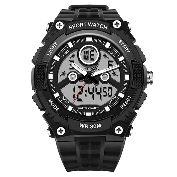 SANDA 709 Dual Display 30M Waterproof Outdoor Sport Military Fashion LED Digital Watch