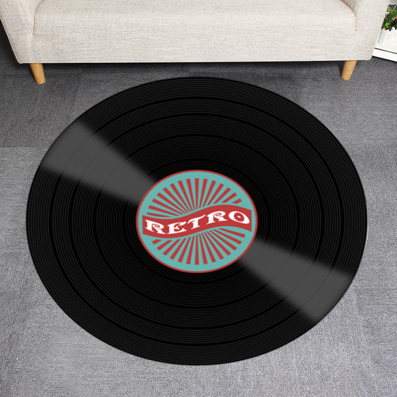 Vinyl Records Innovative Carpet Round Floor Mat Europe Fashion Retro Black Carpet Record Pattern Rug
