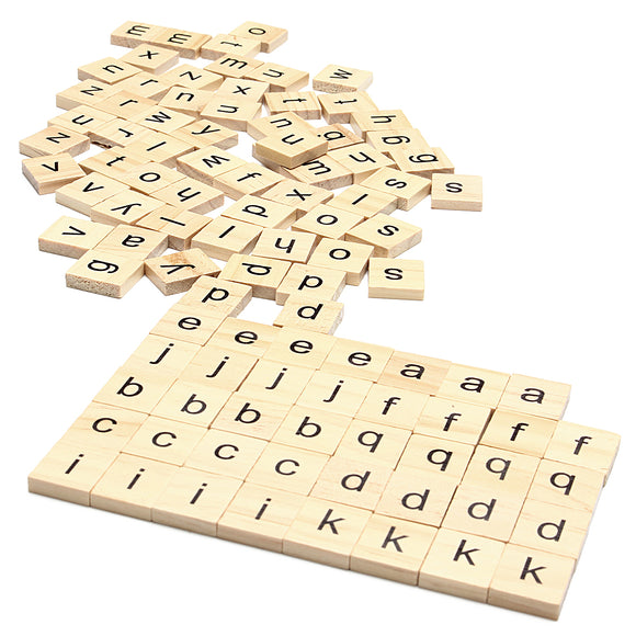 100pcs School Wooden Scrabble Tiles Letters Wedding Pendants Craft Complete Set Decor Supplies