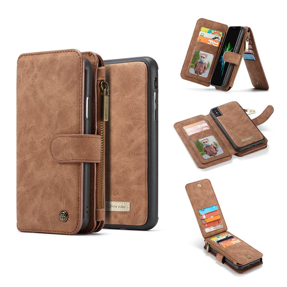 Caseme Magnetic Detachable Zipper Wallet Card Slot Pocket Protective Case For iPhone XS/X