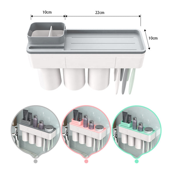 Magnetic Toothbrush Holder Bath Wall Mounted Toothpaste Caddy Stand Organizer