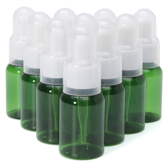 10pcs Empty Green Plastic Refillable Bottles Dropper Essence Essential Oil Liquid Container 35ml