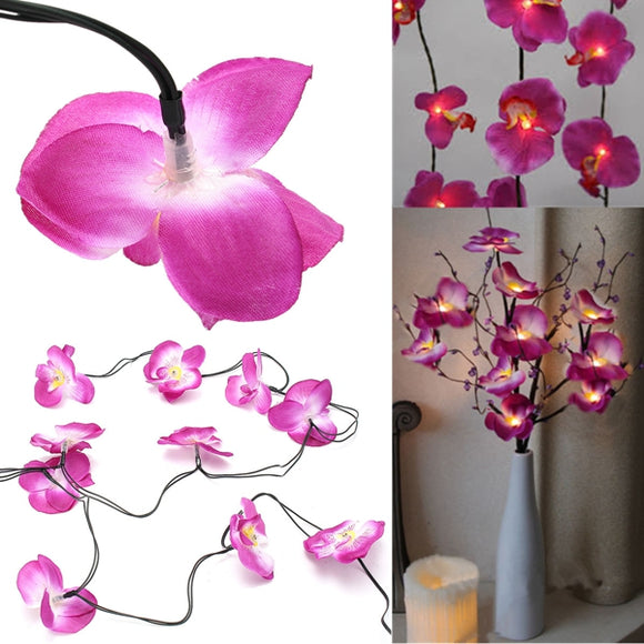 Solar Powered 10 LEDs Purple Orchid Flower Fairy String Light for Garden Home Christmas Decor