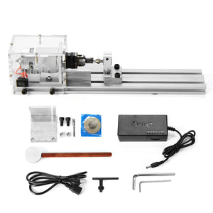 24V 80W Mini Lathe Beads Machine DIY Woodworking Lathe Miniature Grinding Polishing Standard Set
