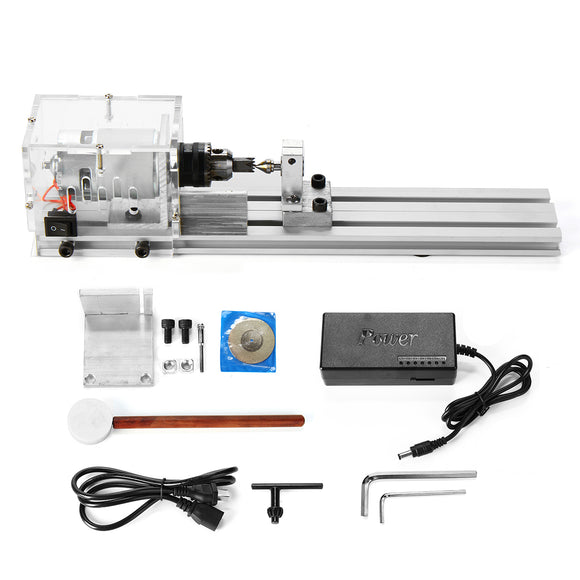 24V 80W Mini Lathe Beads Machine DIY Woodworking Lathe Miniature Grinding Polishing Standard Set