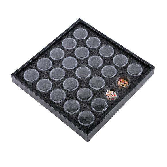 25pcs Empty Black Nail Boxes Container Rhinestone Dried Flower Storage Content Sponge Jewelry