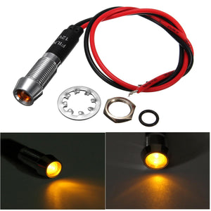 8mm 12V Amber LED Indicator Light Pilot Directional Dashboard Lamp Car Truck Boat