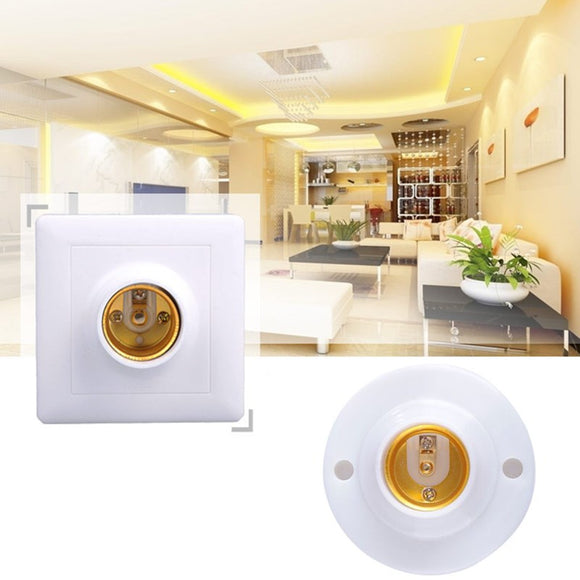 AC220 E27 Round Square Shape LED Bulb Adapter Light Socket Lampholder Fitting Accessories