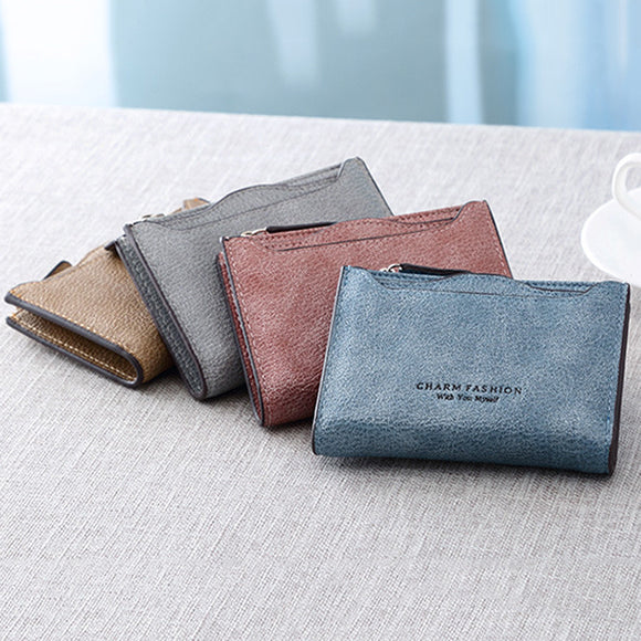 Candy Color PU Leather Small Wallet Card Holder Purse For Women