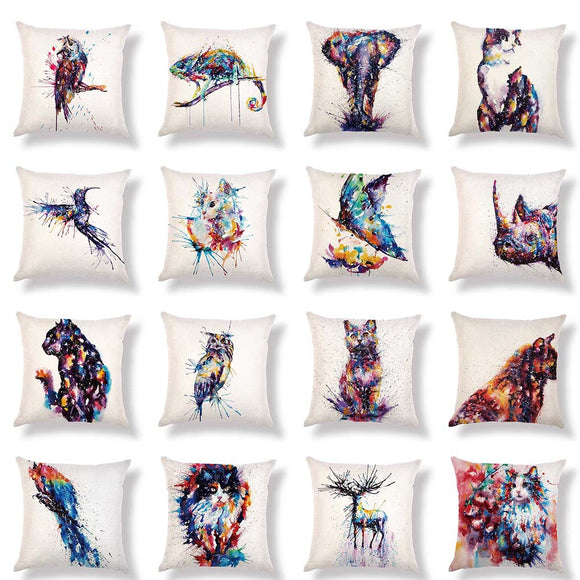 Honana PC-302 Animal Pattern Cotton And Linen Cat Dog Bird For Home Decoration Pillow Case