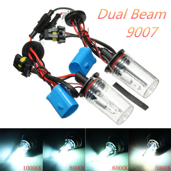 Pair 9007 35W 55W Hi-Lo Dual Beam Car Xenon White Headlight HID Light Bulbs Lamp