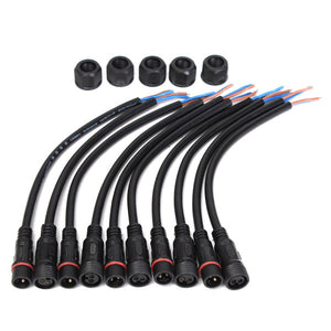 Excellway LC01 5Pairs Male/Female 2PIN Waterproof IP65 PVC LED Connectors